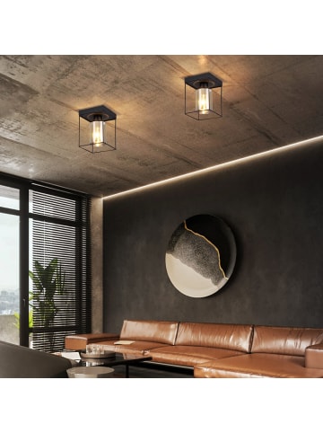 ZMH Deckenleuchte in Schwarz 1-flammige E27 Glas Vintage Metall