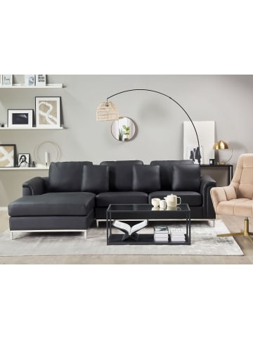 Beliani 5-tlg Ecksofa OSLO in Schwarz/Silber rechtsseitig