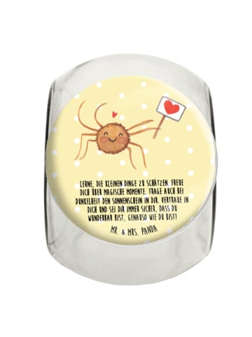 Mr. & Mrs. Panda Bonbonglas Spinne Agathe Motivation mit Spruch in Gelb Pastell