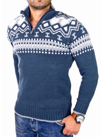 RESLAD Strickpullover Troyer Norweger in blau