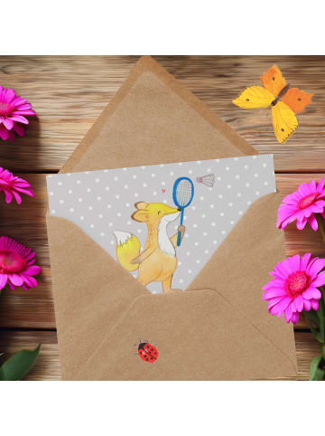 Mr. & Mrs. Panda Einladungskarte Badminton Trainerin Inspiration... in Grau Pastell