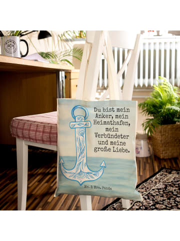 Mr. & Mrs. Panda Tasche Anker Blau Design mit Spruch in Weiß