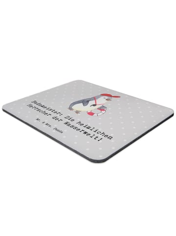 Mr. & Mrs. Panda Maus-Pad Bademeister Herrscher mit Spruch in Grau Pastell