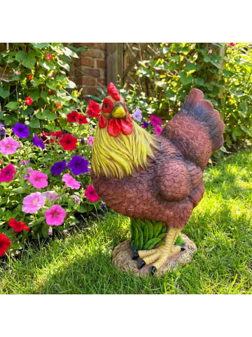 relaxdays Gartenfigur "Hahn" in Braun/ Gelb - (B)19 x (H)24 x (T)9 cm