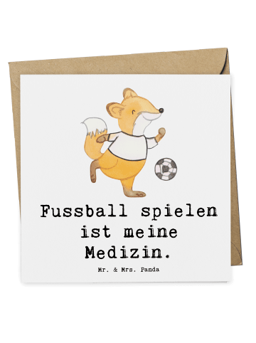 Mr. & Mrs. Panda Deluxe Karte Fuchs Fußball spielen mit Spruch in Weiß