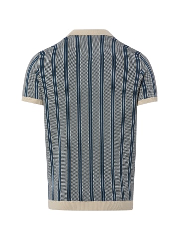 Finshley & Harding London Strick-Poloshirt Randy in indigo beige - 0001