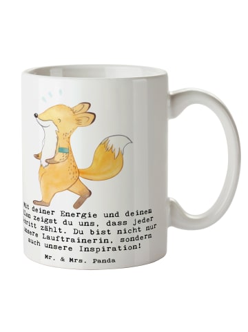 Mr. & Mrs. Panda Tasse Lauftrainerin Inspiration mit Spruch in Weiß