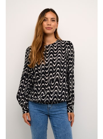 Kaffe Langarm-Bluse KAmira Loose fit in Black/chalk graphic print