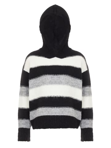 Jalene Damen Strickpullover in Schwarz Grau Wollweiss
