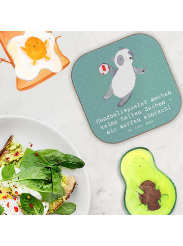 Mr. & Mrs. Panda Untersetzer Glas Handball Wurf mit Spruch in Meeresbrise