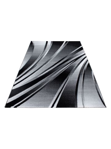 KADIMA DESIGN Teppich Handwäsche Kurzflor Abstrakte Wellen Polypropylen Wohnzimmer in Schwarz