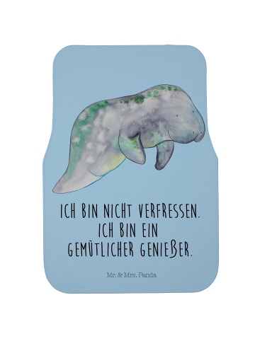 Mr. & Mrs. Panda Auto Fußmatte Seekuh Chillen mit Spruch in Blau Pastell