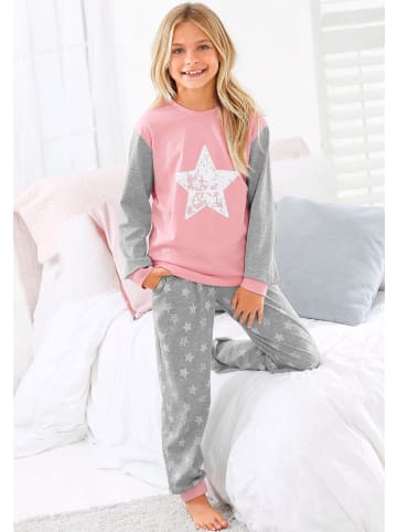 Vivance Pyjama in rosa-grau-meliert