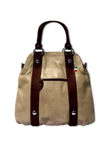 Florence Florence Schultertasche, Henkeltasche, Leder taupe hell, braun ca. 40cm breit