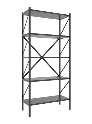 VCM Holz Metall Stand Regal Büro Bücher Insasi 5fach in Anthrazit