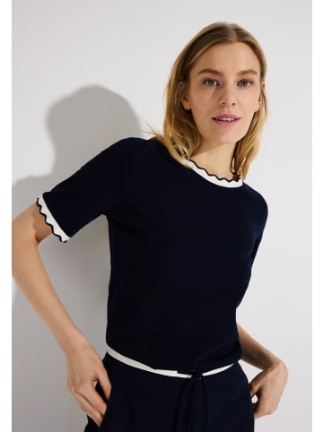 More & More feminines Kurzarmshirt, Kontrastkante in marine