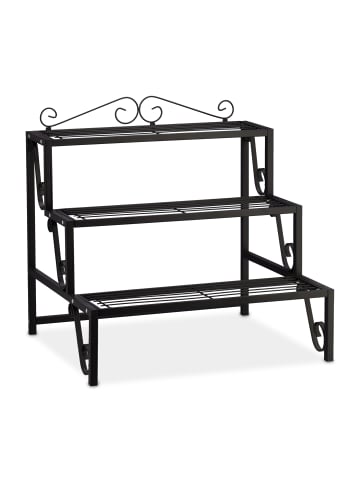 relaxdays Blumentreppe in Schwarz - (B)70 x (H)69 x (T)60 cm