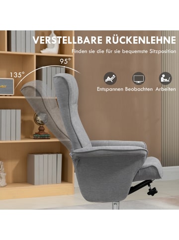 HOMCOM Relaxsessel mit Fußhocker in Grau 69L x 71B x 104H cm