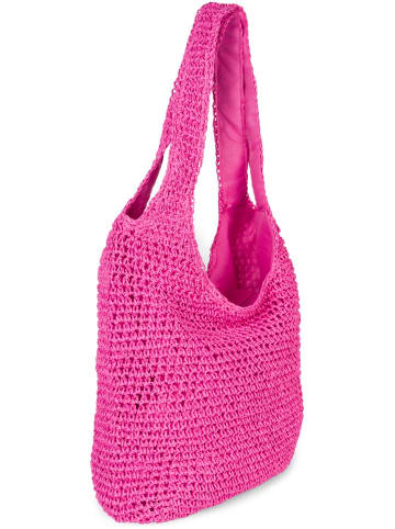 styleBREAKER Papierstroh Beuteltasche in Pink