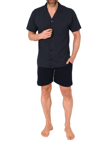 NORMANN kurzarm Schlafanzug Shorty Pyjama zum durchknöpfen in orange