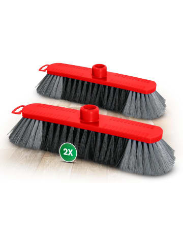 Novaliv Novaliv 2er Set Zimmerbesen 30 cm FEINE KUNSTBORSTEN Kehrbesen Rot Saa in Rot