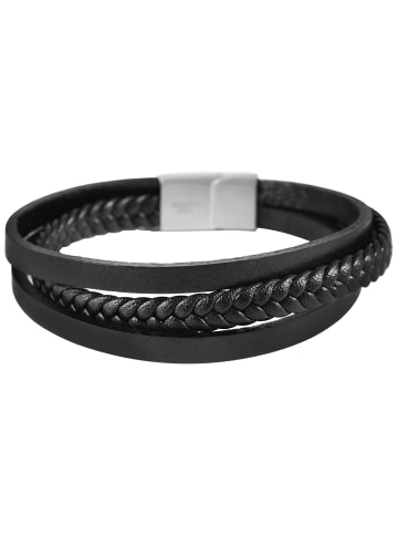 Adeliás Unisex Armband – Lederarmband aus Leder 22,5 cm in schwarz