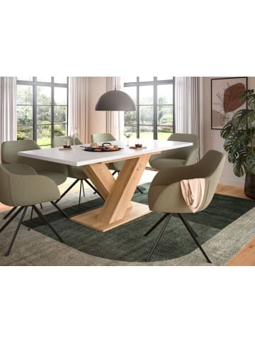 Inn.Furn Esstisch in weiß, Eiche Artisan, Küchentisch ausziehbar 150 - 190 cm