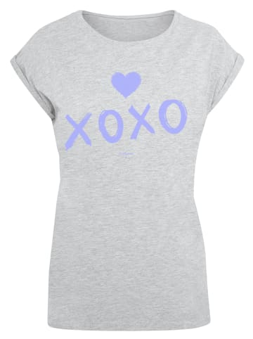 F4NT4STIC Extended Shoulder T-Shirt Valentinstag xoxo Herz in grau meliert