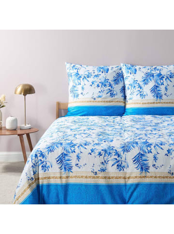 Bassetti Fein Satin Bettwäsche Ibiscus Tattoo in blau
