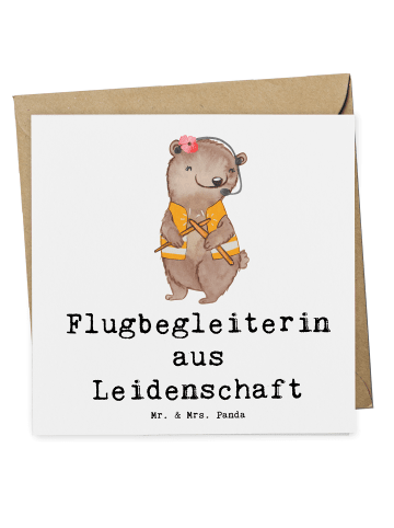 Mr. & Mrs. Panda doppelkarte Flugbegleiterin Leidenschaft mit Sp... in Weiß