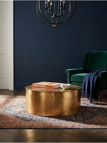 KADIMA DESIGN Couchtisch Premium | Orientalisch, Alu-Hammerschlag, Storage in Gold