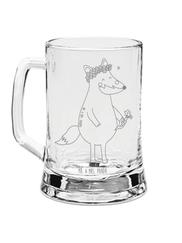 Mr. & Mrs. Panda Gravur Bierkrug Fuchs Blumen ohne Spruch in Transparent