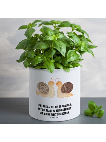 Mr. & Mrs. Panda Blumentopf Schnecken Liebe mit Spruch in Weiß
