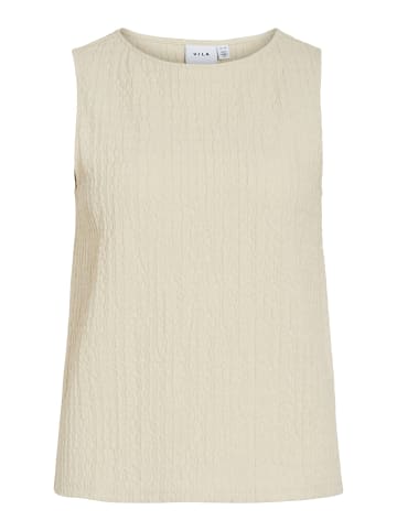 Vila Strukturiertes Bluse Top mit Rundhals Crepe Design in Creme