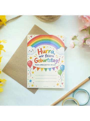 Mr. & Mrs. Panda Geburtstagskarte Regenbogen farbenfroh Design m... in Weiß
