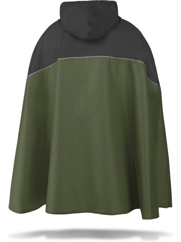 Normani Outdoor Sports Regenponcho Cherrapunji in Schwarz/Oliv