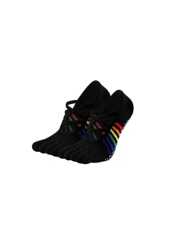 MUNADUNA 2er-Pack Yoga-/Pilates-Zehensocken – X Regenbogen Cross-Band in Schwarz