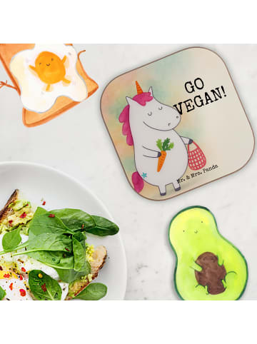 Mr. & Mrs. Panda Tischuntersetzer Einhorn Vegan Design mit Spruch in Weiß