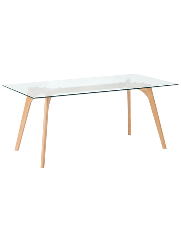 Beliani Esszimmertisch HUDSON in Transparent/Braun - (W) 90 x (H) 75 x (L) 180 cm