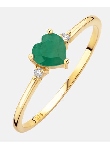 Diamant L'éternel Ring aus 375 Gelbgold mit 0.43 Karat Diamant mit Smaragd