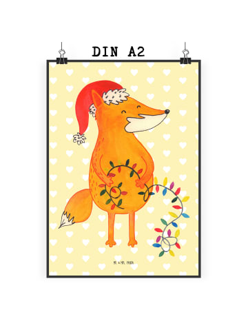 Mr. & Mrs. Panda Poster Fuchs Weihnachten ohne Spruch in Gelb Pastell