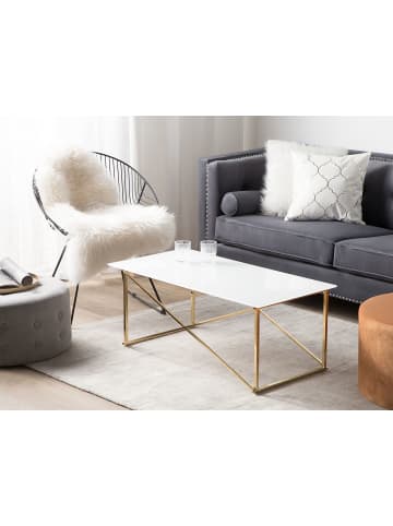 Beliani Couchtisch EMPORIA in Weiß/Gold - (W) 50 x (H) 40 x (L) 100 cm