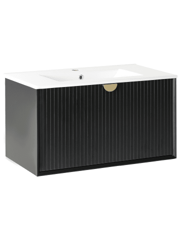 Beliani Badezimmerschrank mit Waschbecken BONAIRE in Schwarz/Weiß
