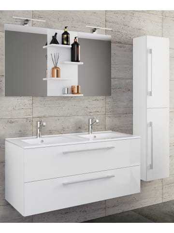 VCM  4-tlg. Doppel Waschplatz Zwei Waschtisch Budasi SP in Weiß