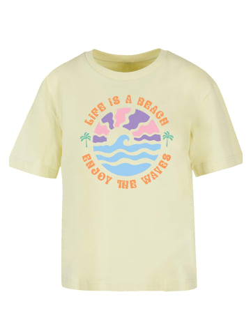 F4NT4STIC Ladies Everyday Tee Life Is A Beach Enjoy The Waves in softyellow