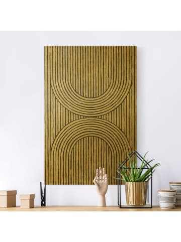 WALLART Leinwandbild Gold - Zederrillen Grau I in Grau