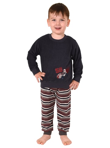 NORMANN Kinder Frottee Pyjama langarm Bündchen - 50781 in anthrazit