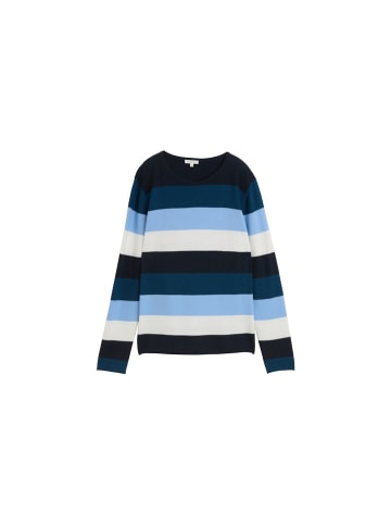 Tom Tailor Pullover in big teal knit stripe
