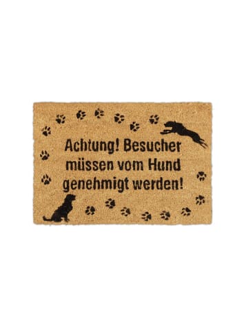 relaxdays Fußmatte Achtung Hund! in Braun - (B)60 x (T)40 cm