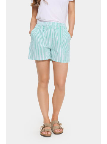 SAINT TROPEZ Shorts ElmikoSZ Gerade Passform in Pistachio Green White Stripe